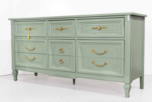 Mid Century Transitional Dresser in Sage Green by Dixie Furniture - Newly Painted