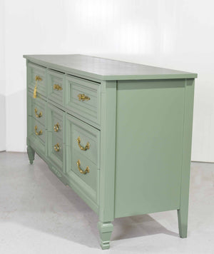 Mid Century Transitional Dresser in Sage Green by Dixie Furniture - Newly Painted