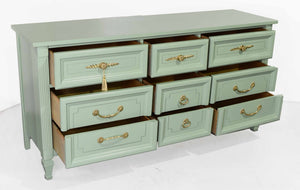 Mid Century Transitional Dresser in Sage Green by Dixie Furniture - Newly Painted
