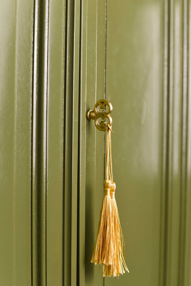 Mid Century Transitional Highboy Dresser by American of Martinsville in Olive Green - Newly Painted