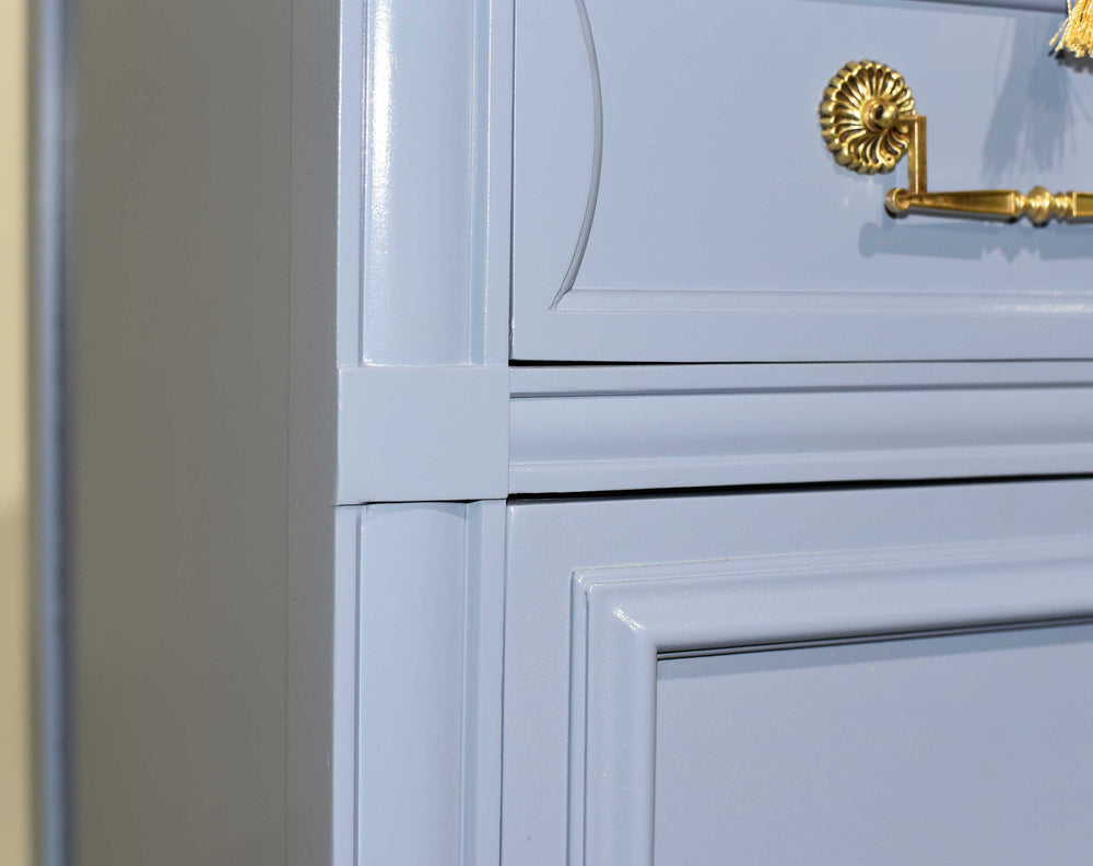 Mid Century Transitional Highboy Dresser by Mount Airy in Blue - Newly Painted