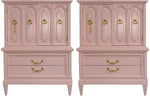 Mid Century Transitional Highboy Dresser in Pink by Dixie Furniture A Pair - Newly Painted