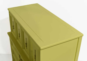 Mid Century Transitional Highboy Dresser in Chartreuse by White Furniture - Newly Painted