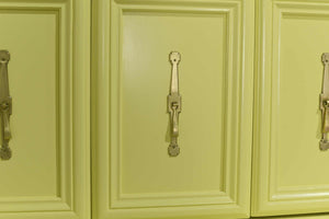 Mid Century Transitional Highboy Dresser in Chartreuse by White Furniture - Newly Painted