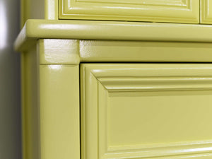 Mid Century Transitional Highboy Dresser in Chartreuse by White Furniture - Newly Painted