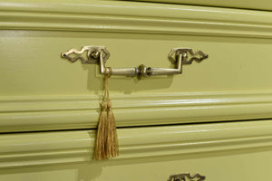 Mid Century Transitional Highboy Dresser in Chartreuse by White Furniture - Newly Painted