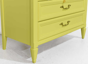 Mid Century Transitional Highboy Dresser in Chartreuse by White Furniture - Newly Painted