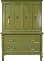 Mid Century Transitional Highboy Ribbon Hardware in Green - Newly Painted