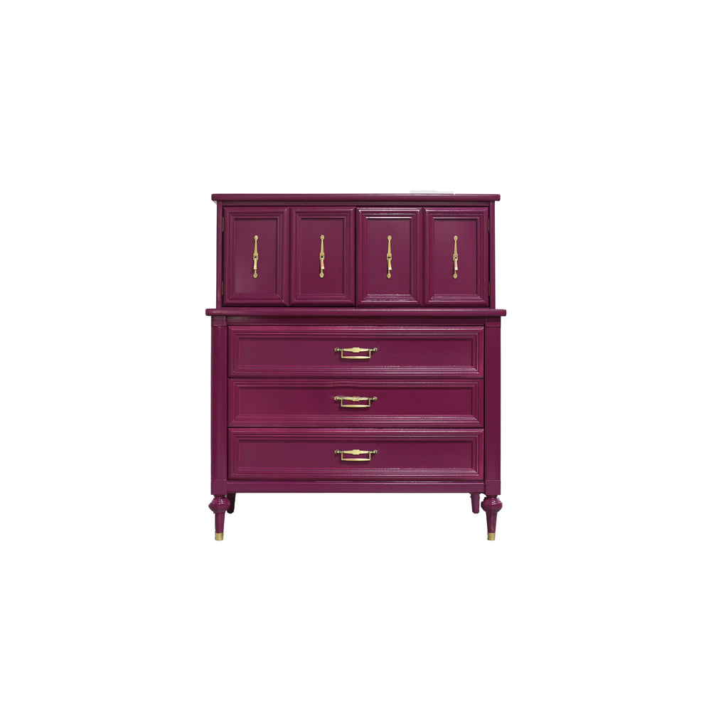 Mid Century Transitional Highboy Dresser in Purple by White Furniture - Newly Painted