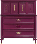 Mid Century Transitional Highboy Dresser in Purple by White Furniture - Newly Painted