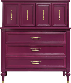 Mid Century Transitional Highboy Dresser in Purple by White Furniture - Newly Painted