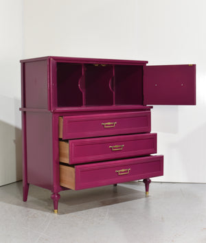 Mid Century Transitional Highboy Dresser in Purple by White Furniture - Newly Painted