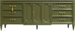 Mid Century Transitional Lowboy Credenza Dresser by American of Martinsville in Green - Newly Painted