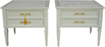 Mid Century Transitional Marble Top Nightstands A Pair- Newly Painted