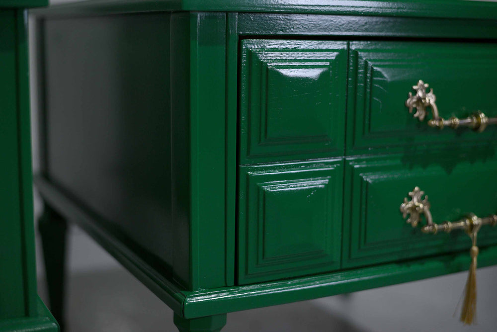 Mid Century Transitional Nightstands in Green - Newly Painted