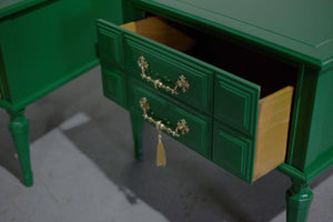 Mid Century Transitional Nightstands in Green - Newly Painted