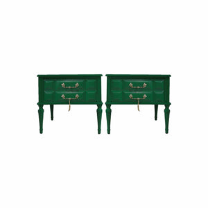 Mid Century Transitional Nightstands in Green - Newly Painted