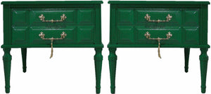 Mid Century Transitional Nightstands in Green - Newly Painted