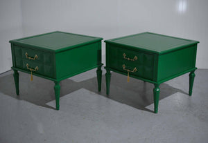 Mid Century Transitional Nightstands in Green - Newly Painted