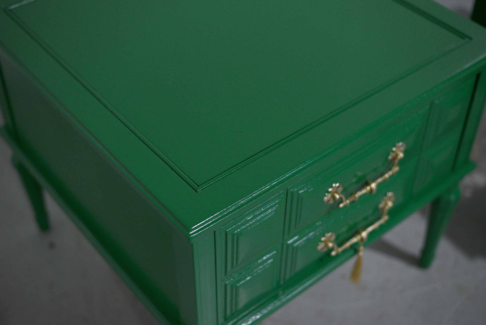 Mid Century Transitional Nightstands in Green - Newly Painted