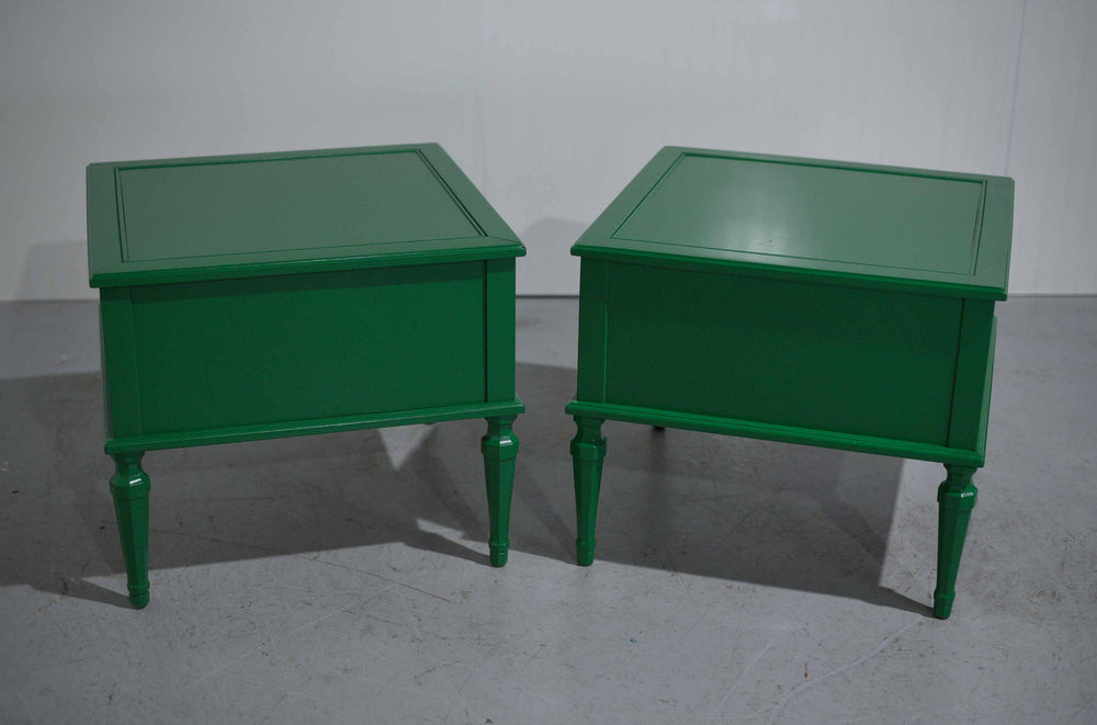 Mid Century Transitional Nightstands in Green - Newly Painted