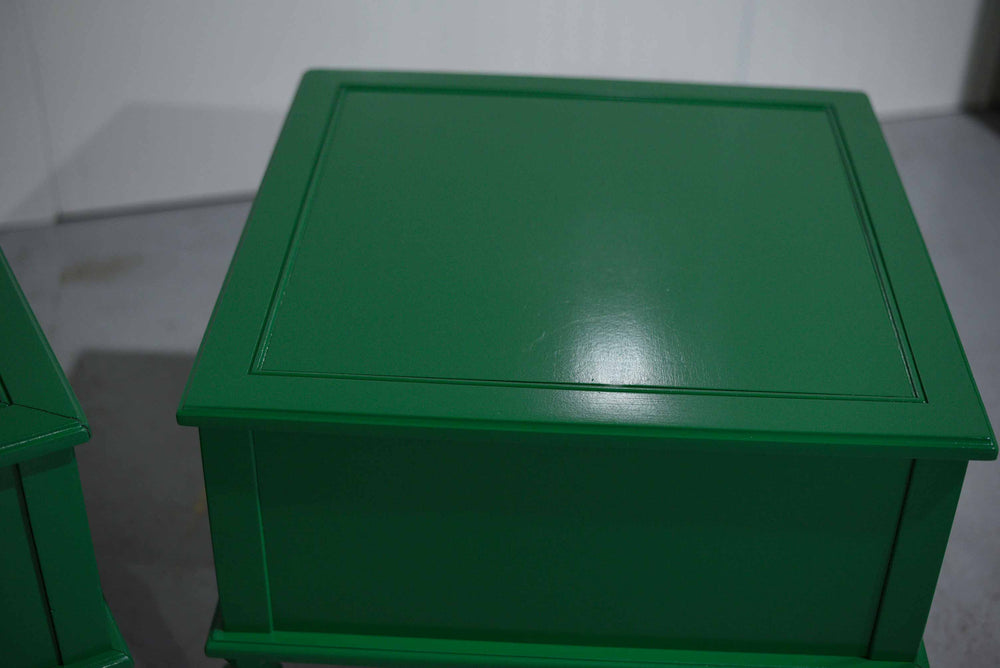 Mid Century Transitional Nightstands in Green - Newly Painted