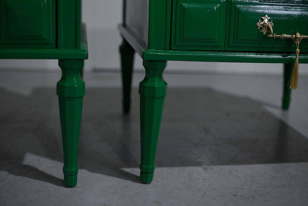 Mid Century Transitional Nightstands in Green - Newly Painted