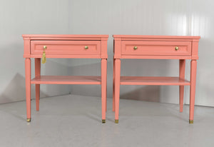 Mid Century Transitional Pair of Nightstands by White Furniture  - Newly Painted