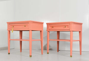 Mid Century Transitional Pair of Nightstands by White Furniture  - Newly Painted