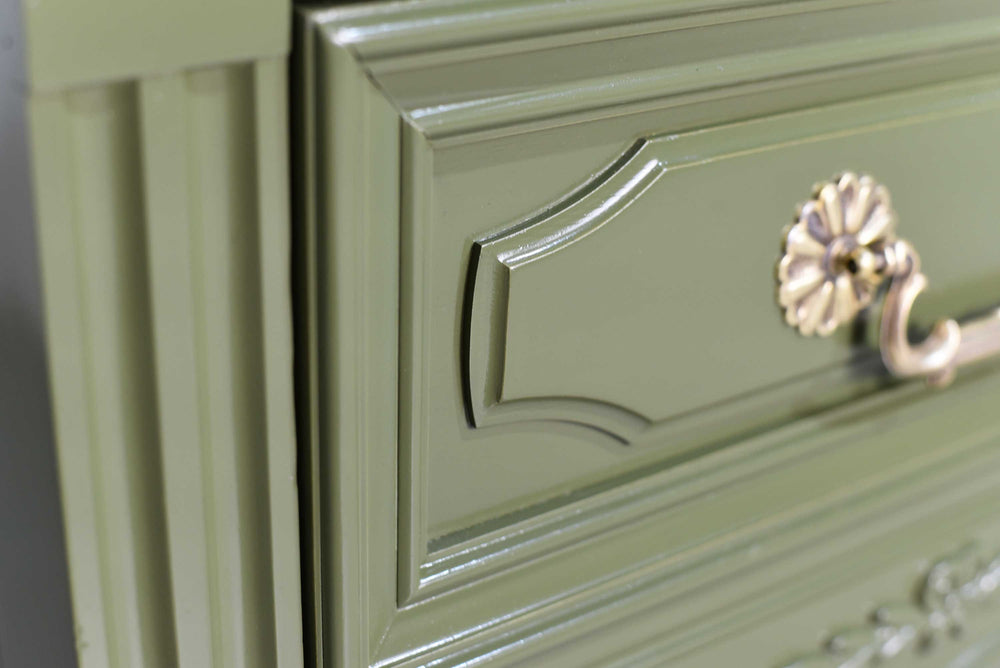 Mid Century Transitional Pair of Nightstands in Green By Dixie - Newly Painted