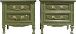 Mid Century Transitional Pair of Nightstands in Green By Dixie - Newly Painted