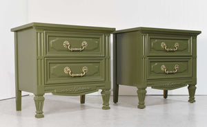 Mid Century Transitional Pair of Nightstands in Green By Dixie - Newly Painted