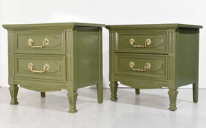 Mid Century Transitional Pair of Nightstands in Green By Dixie - Newly Painted