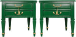 Mid Century Transitional Pair of Nightstands in Green with Gold Accents  - Newly Painted