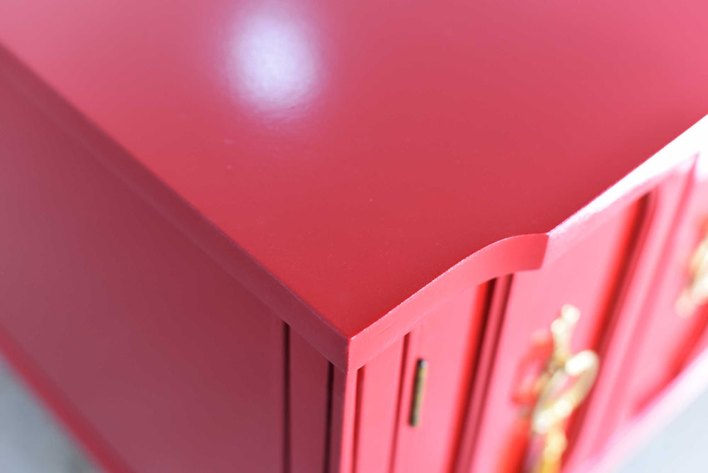 Mid Century Transitional Pair of Nightstands in Red  - Newly Painted