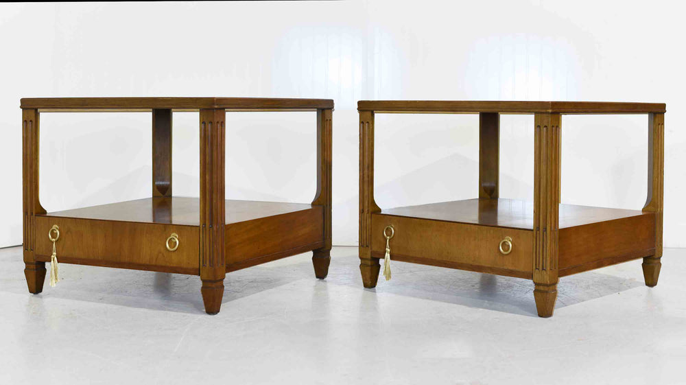 Mid Century Transitional Side Tables by Baker - A Pair