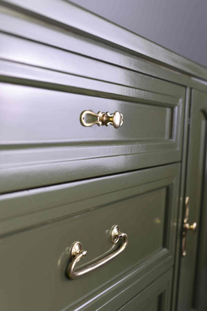 Mid Century Transitional Sideboard Dresser by White Furniture in Green - Newly Painted