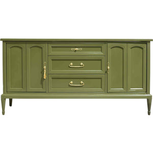 Mid Century Transitional Sideboard Dresser by White Furniture in Green - Newly Painted