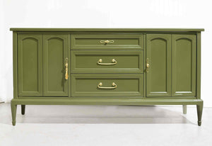 Mid Century Transitional Sideboard Dresser by White Furniture in Green - Newly Painted