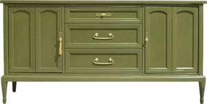 Mid Century Transitional Sideboard Dresser by White Furniture in Green - Newly Painted