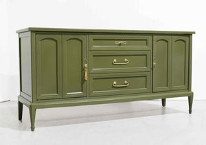 Mid Century Transitional Sideboard Dresser by White Furniture in Green - Newly Painted