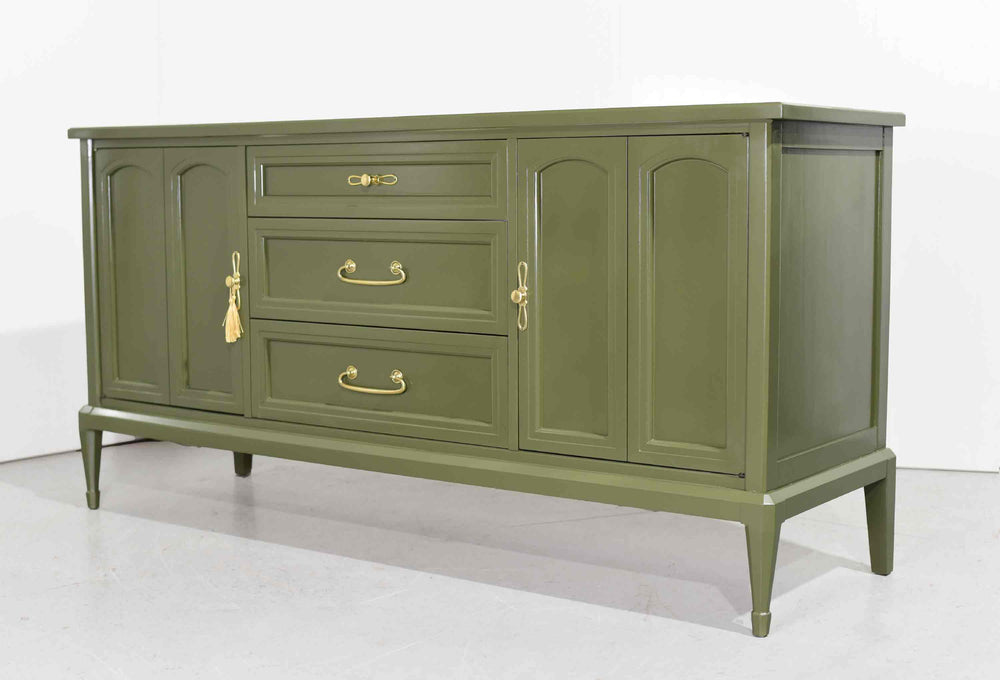 Mid Century Transitional Sideboard Dresser by White Furniture in Green - Newly Painted