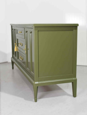 Mid Century Transitional Sideboard Dresser by White Furniture in Green - Newly Painted