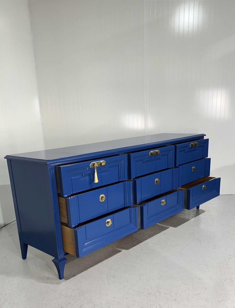 Mid Century Transitional Style Dresser in Blue by Romweber - Newly Painted