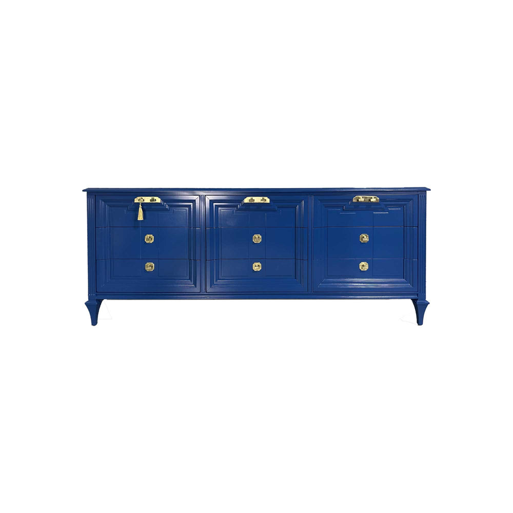 Mid Century Transitional Style Dresser in Blue by Romweber - Newly Painted