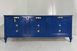 Mid Century Transitional Style Dresser in Blue by Romweber - Newly Painted