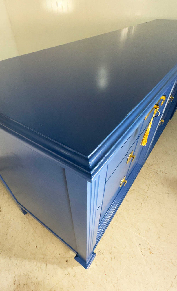 Mid Century Transitional Style Dresser in Blue by Romweber - Newly Painted