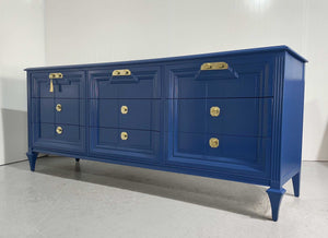 Mid Century Transitional Style Dresser in Blue by Romweber - Newly Painted