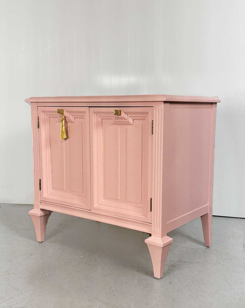 Mid Century Transitional Style Side Table Nightstand by Romweber in Pink - Newly Painted