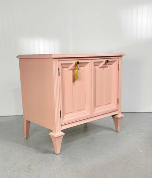 Mid Century Transitional Style Side Table Nightstand by Romweber in Pink - Newly Painted